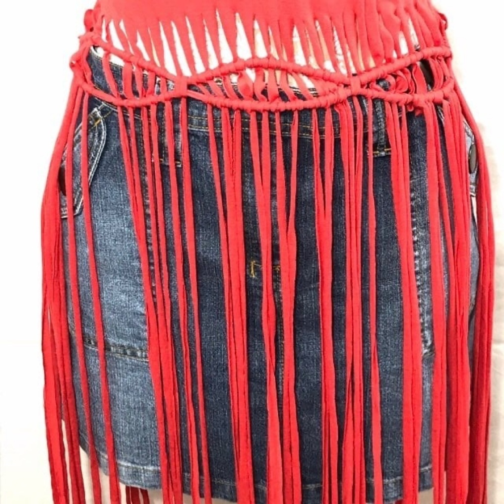 Super long Orange Fringe Top